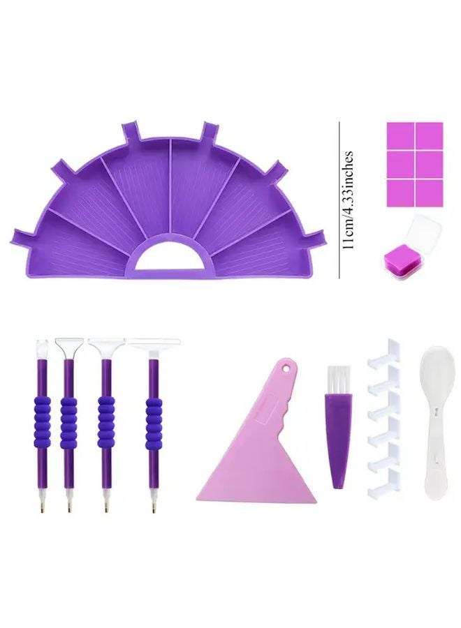 Purple Diamond Painting Tools Set With Tray Pen And Accessories For Mosaic Craft - Image 2